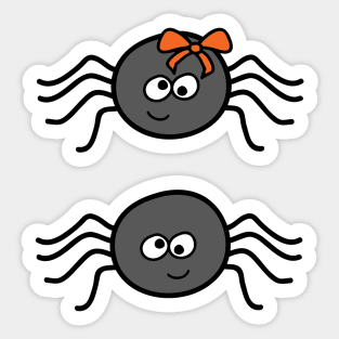 Cute Male and Female Halloween Spiders Sticker